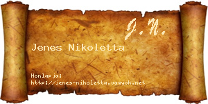 Jenes Nikoletta névjegykártya